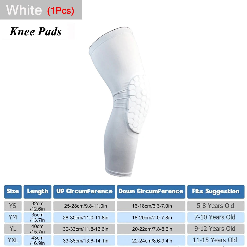 Kids/Youth Sports Honeycomb Compression Knee Pads Guards Protective Gear for Basketball, Football, Volleyball, Cycling