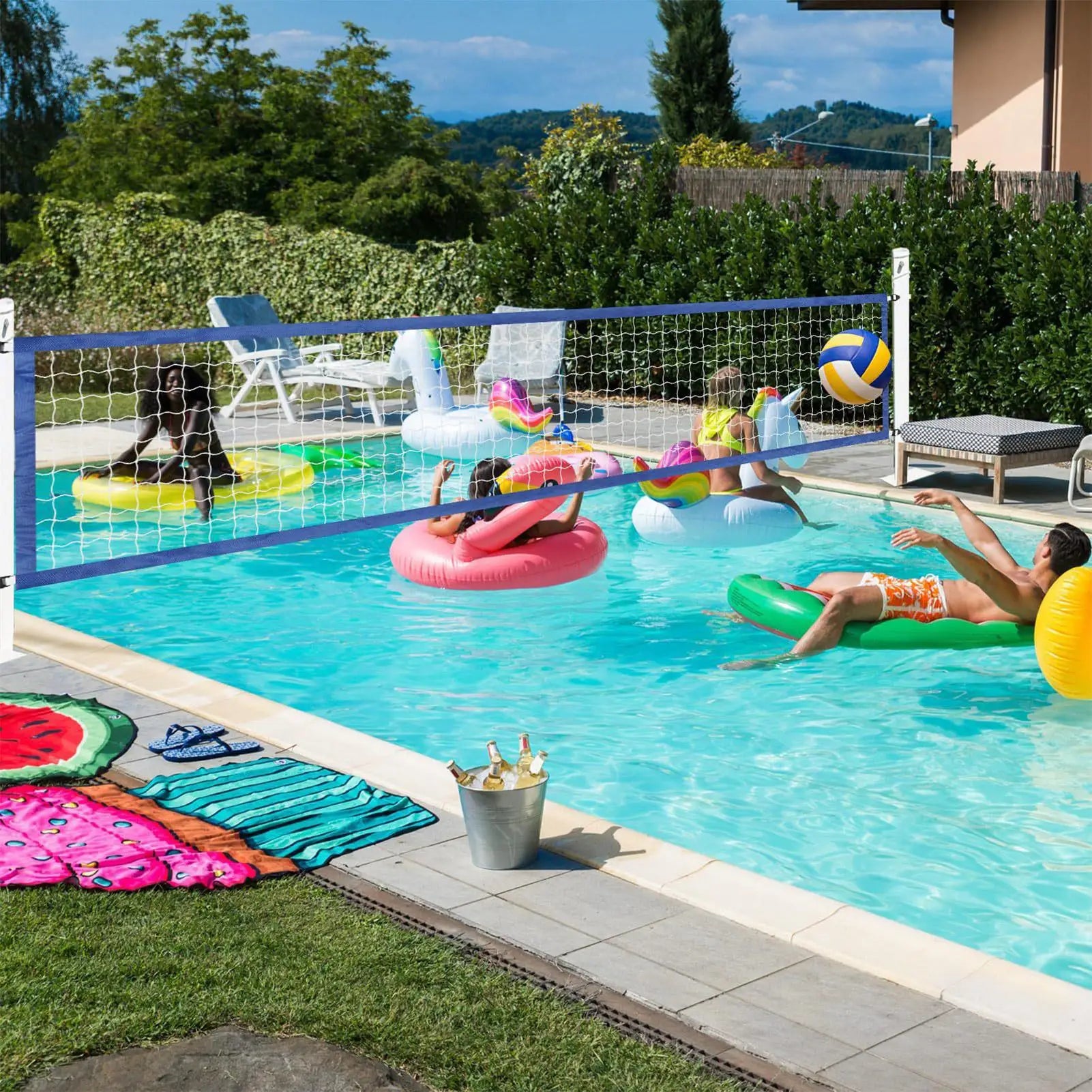 Swimming Pool Volleyball Net 15 X 3FT Nylon Portable Volleyball Net Replacement Accessories Professional Swimming Pool Supplies