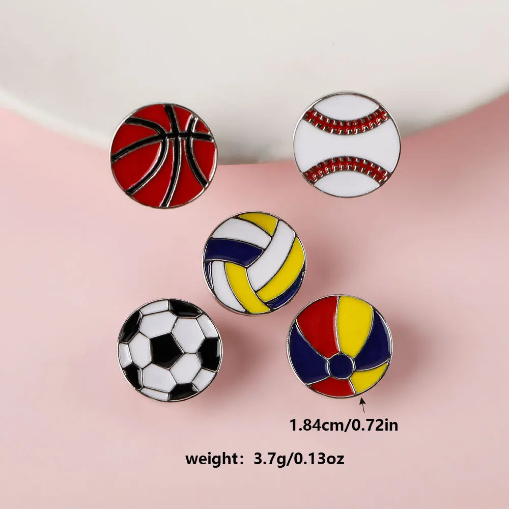 Football Basketball Rugby Baseball Beach ball Volleyball Hard Enamel Pins For Sport Lovers Bag Backpack Jacket Jewelry Brooches