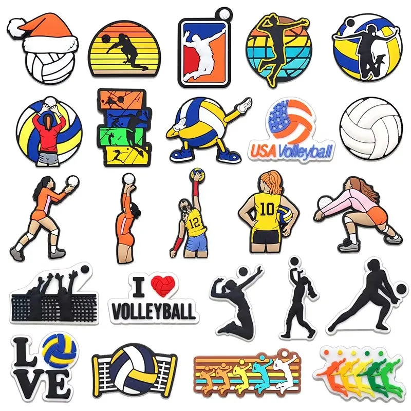 PVC Volleyball Series Shoe Charms for Women Men Over Shoe Decorations Pins Accessories Clog Buckles Gifts