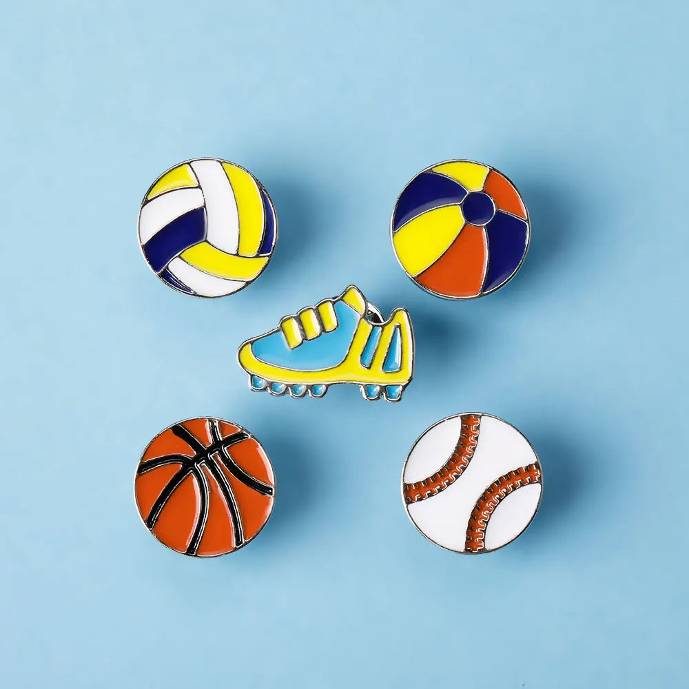 Football Basketball Rugby Baseball Beach ball Volleyball Hard Enamel Pins For Sport Lovers Bag Backpack Jacket Jewelry Brooches