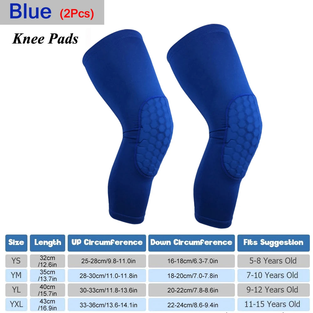 Kids/Youth Sports Honeycomb Compression Knee Pads Guards Protective Gear for Basketball, Football, Volleyball, Cycling