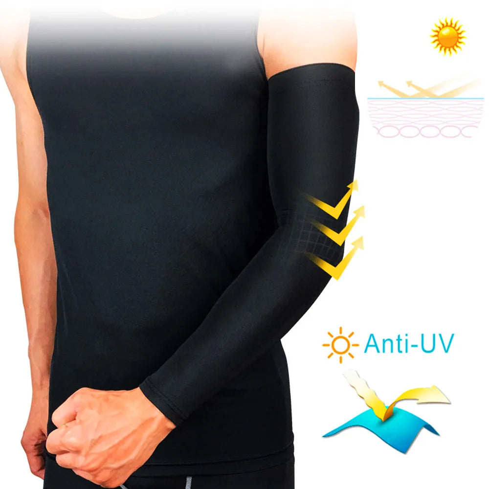 1pcs Cooling UV Sun Protection Arm Sleeves, Tattoo Forearm Covers Anti-Slip for Running, Cycling Basketball Football Volleyball