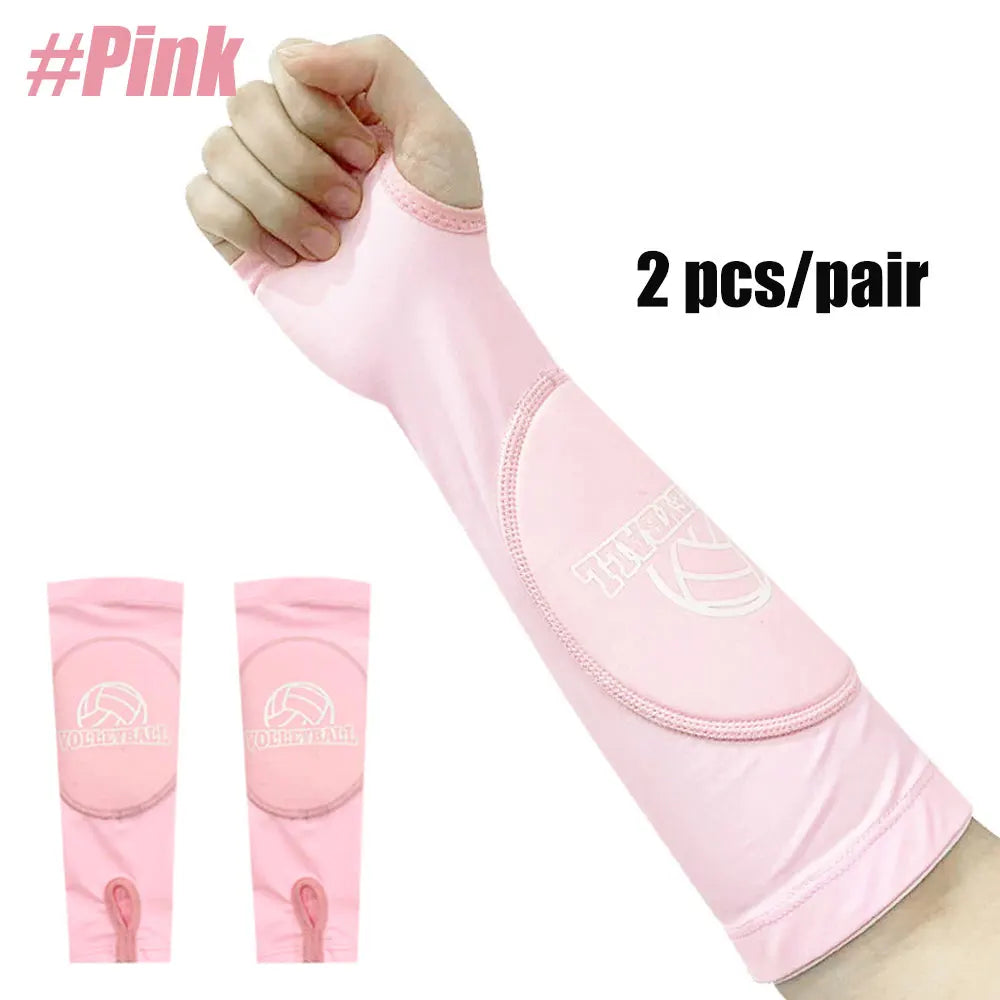1Pair Volleyball Arm Sleeves Passing Forearm Sleeves with Protection Pad & Thumbhole for Youth Adult Children Protect Arms Sting