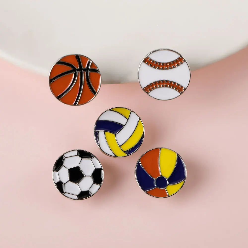 Football Basketball Rugby Baseball Beach ball Volleyball Hard Enamel Pins For Sport Lovers Bag Backpack Jacket Jewelry Brooches