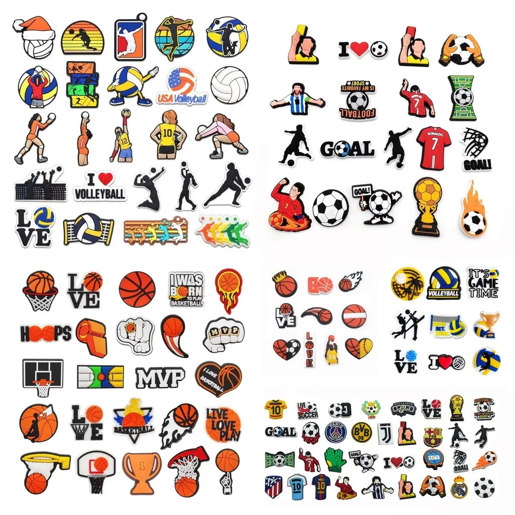 PVC Volleyball Series Shoe Charms for Women Men Over Shoe Decorations Pins Accessories Clog Buckles Gifts