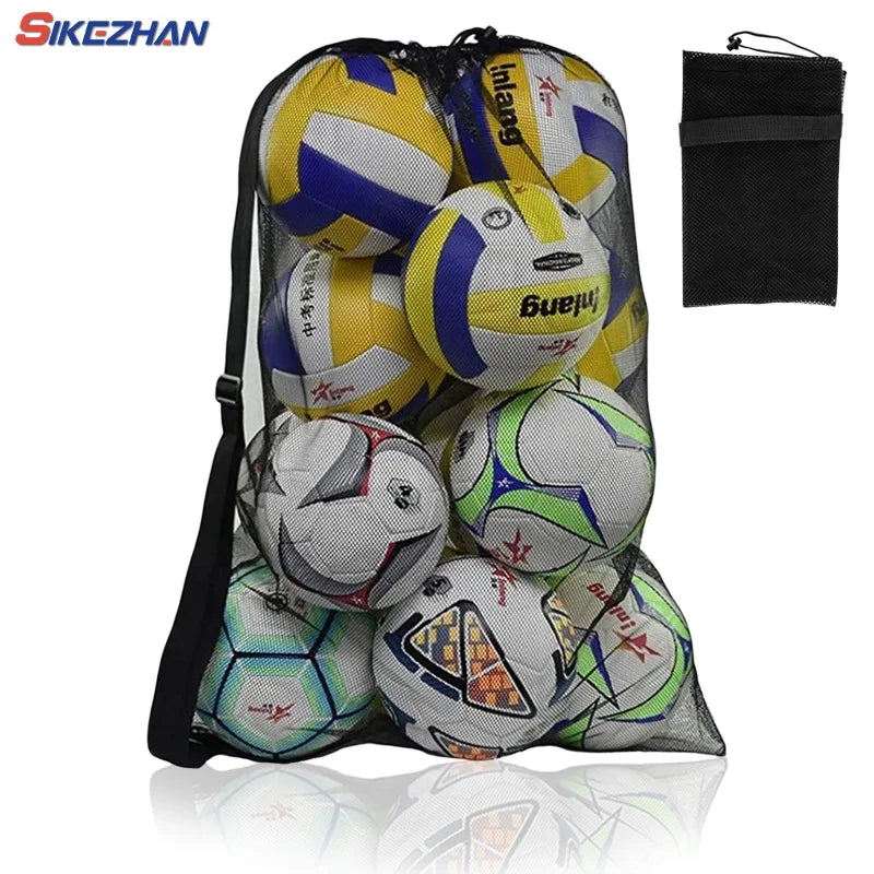Mesh Soccer Ball Bag Extra Large Drawstring Basketball Storage Bag With Zipper Pocket Volleyball Football Net Pack Gym Bags