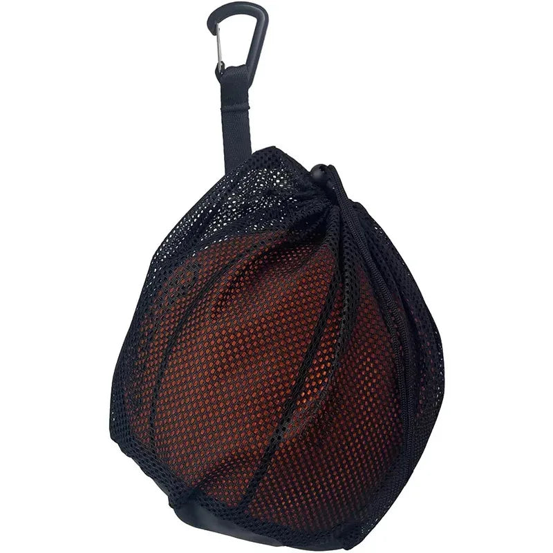 Portable Single Ball Storage Bag Mesh Handbag Drawstring Sling Carrier for Carrying Basketball Volleyball Soccer Ball