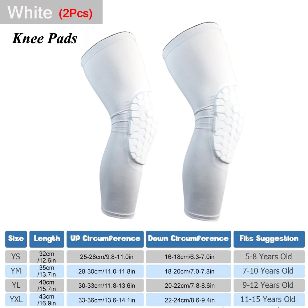 Kids/Youth Sports Honeycomb Compression Knee Pads Guards Protective Gear for Basketball, Football, Volleyball, Cycling