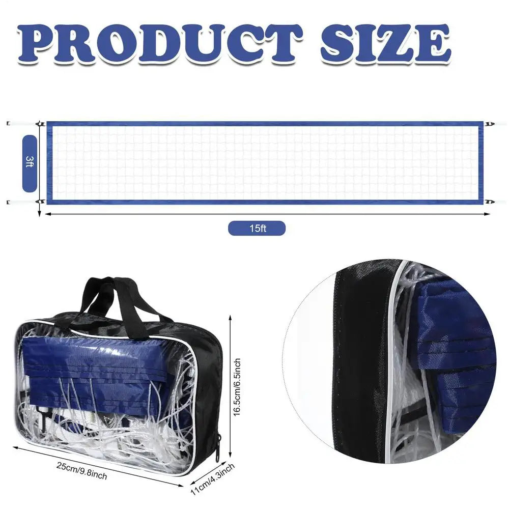 Swimming Pool Volleyball Net 15 X 3FT Nylon Portable Volleyball Net Replacement Accessories Professional Swimming Pool Supplies