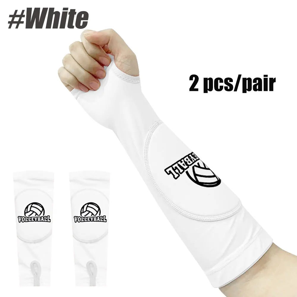 1Pair Volleyball Arm Sleeves Passing Forearm Sleeves with Protection Pad & Thumbhole for Youth Adult Children Protect Arms Sting