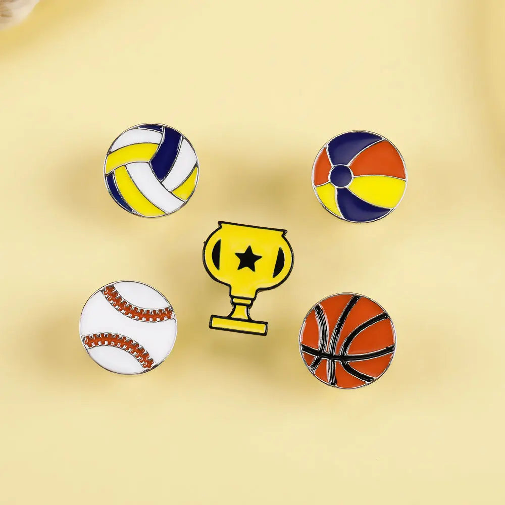 Football Basketball Rugby Baseball Beach ball Volleyball Hard Enamel Pins For Sport Lovers Bag Backpack Jacket Jewelry Brooches