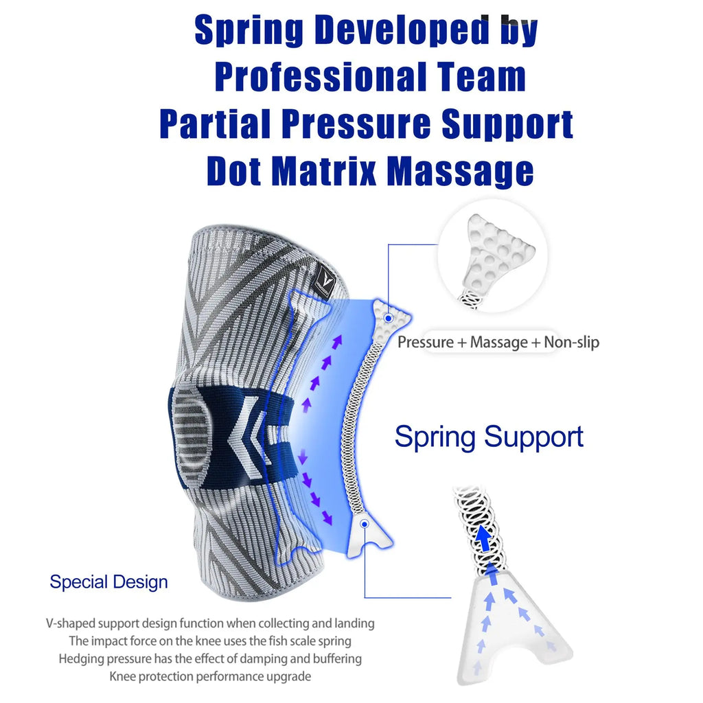 2025 Latest Knee Support for Men Pressurized Elastic Knee Brace with Silicone Spring Basketball  Volleyball Knee Pads