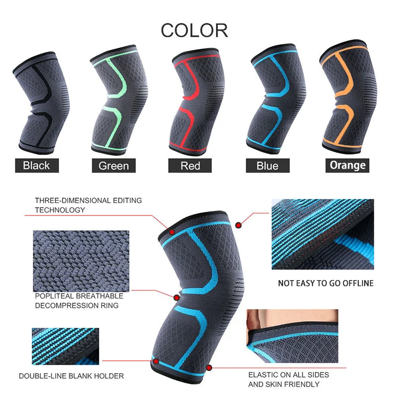 1/2PCS Fitness Running Cycling Knee Support Braces Elastic Nylon Sport Compression Knee Pad Sleeve for Volleyball