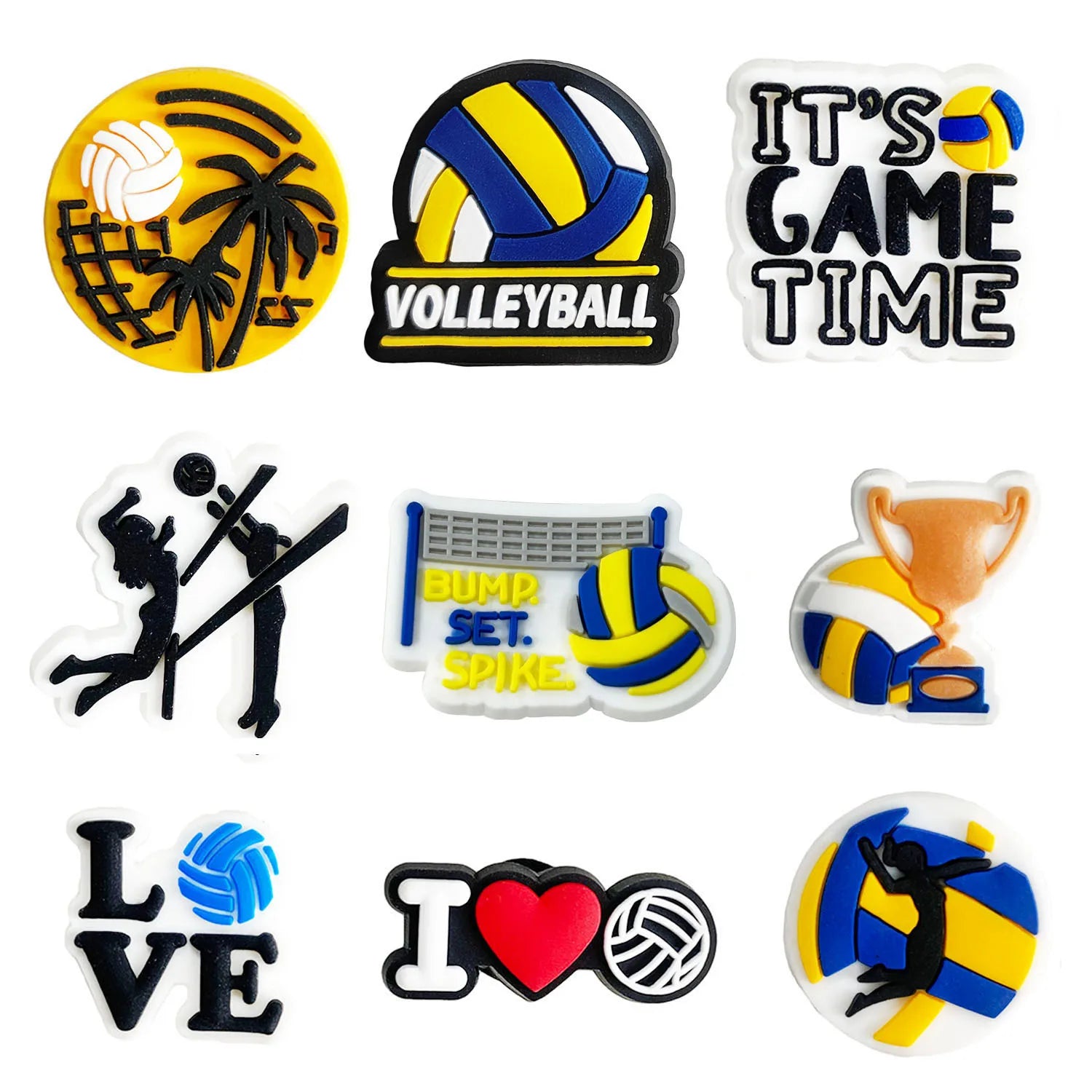 PVC Volleyball Series Shoe Charms for Women Men Over Shoe Decorations Pins Accessories Clog Buckles Gifts