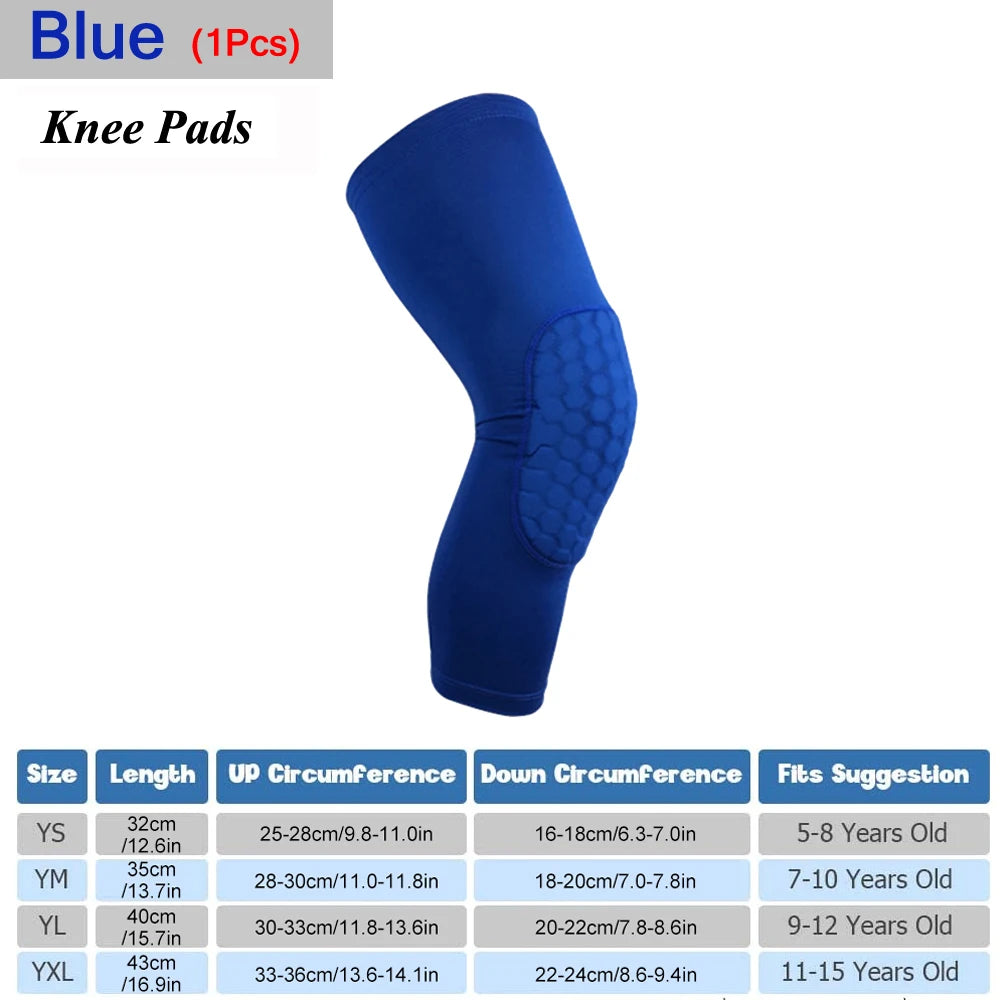 Kids/Youth Sports Honeycomb Compression Knee Pads Guards Protective Gear for Basketball, Football, Volleyball, Cycling
